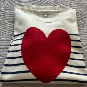 J. Crew Women's Red Heart Stripe Sweater